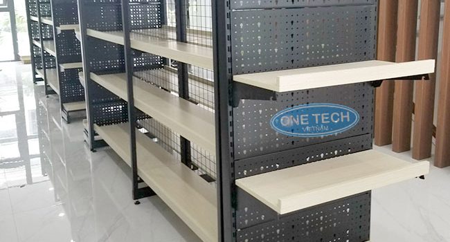 Kệ gỗ siêu thị Onetech: giá rẻ, bền đẹp tại nhà máy
