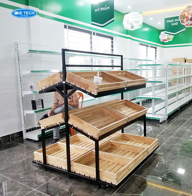 Kệ bày hàng rau củ siêu thị tại Kiên Giang