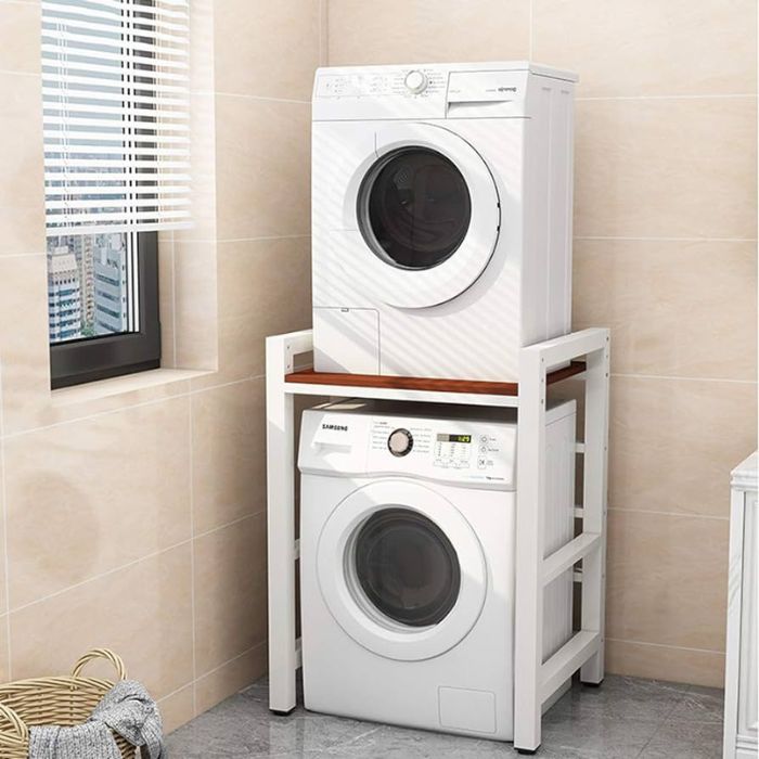 Kệ máy giặt bằng gỗ khung sắt - sự kết hợp độc đáo