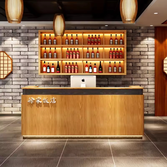 Chọn kệ để ở quầy bar có màu sắc tương đồng với màu quầy