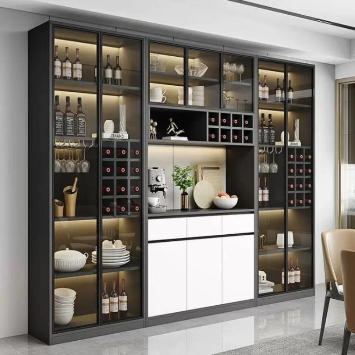 Kệ thiết kế kèm tủ cho quầy bar