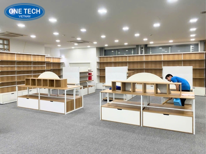 Hình ảnh dự án kệ sắt mâm gỗ One Tech 5