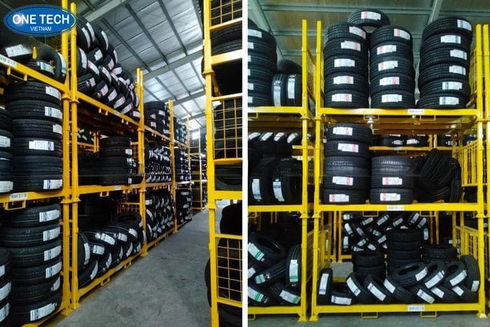 Kệ để lốp xe máy này có thể xếp chồng nhiều tầng