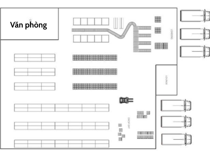Mẫu sơ đồ kho kết hợp văn phòng