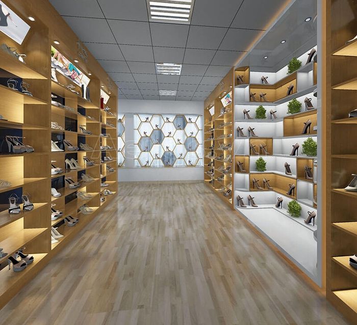 Thiết kế shop giày nữ phối màu độc đáo