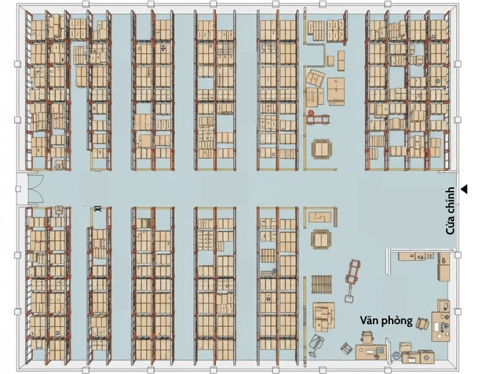 Sơ đồ kho thiết kế 1 cửa chính