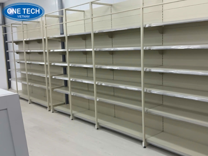 Kệ trưng bày nước giặt màu ben tôn liền