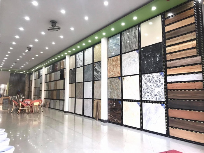 Lựa chọn mẫu thiết kế showroom gạch ốp lát có màu sắc đồng nhất với thương hiệu