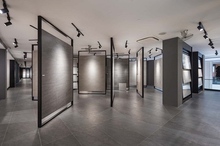 Thiết kế showroom gạch ốp lát phong cách tối giản, độc đáo