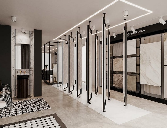 Sự đồng nhất màu trong showroom tạo nên sự hiện đại