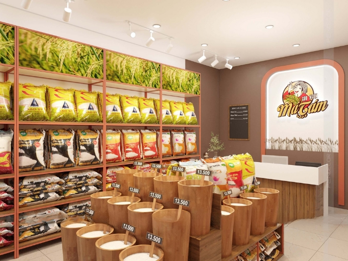 Mẫu thiết kế cửa hàng kinh doanh gạo 6