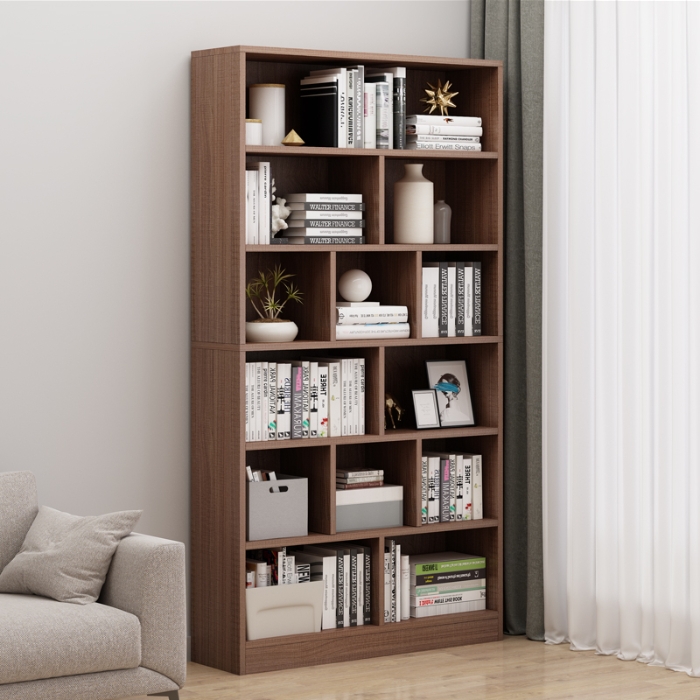 Kệ sách ô vuông đơn giản bằng gỗ nâu