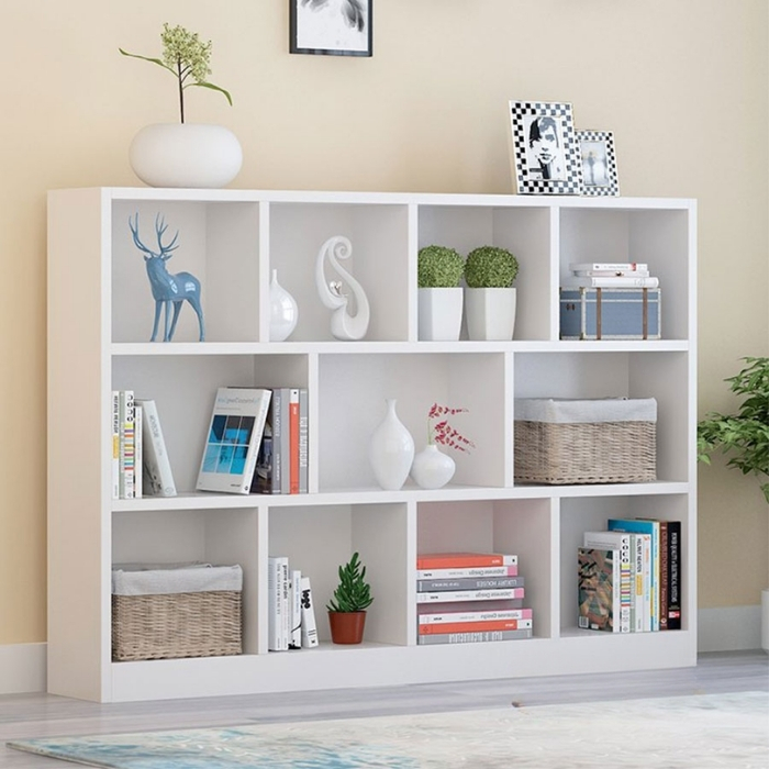 Mẫu kệ sách bằng gỗ MDF phủ màu trắng