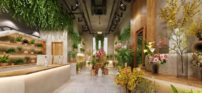 Mẫu thiết kế shop hoa tươi trên 60m2