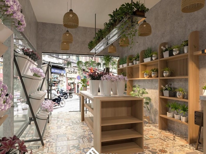 Cách bố trí không gian trong các mẫu thiết kế shop hoa