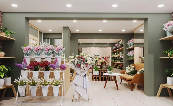 Shop hoa tươi tối giản chi tiết để làm nổi bật vẻ đẹp của hoa