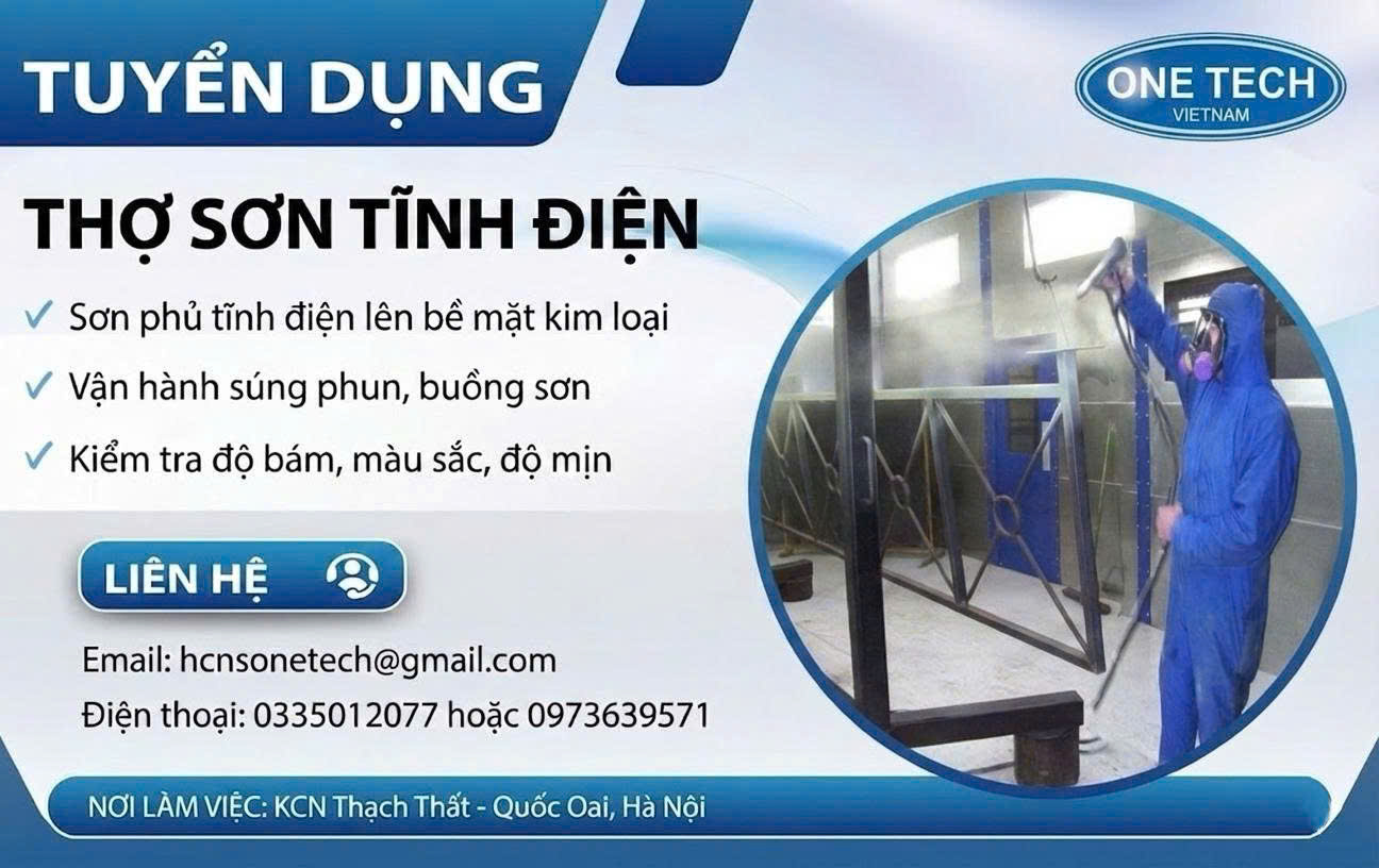 Tuyển dụng thợ sơn tĩnh điện - đi làm ngay, thu nhập tốt
