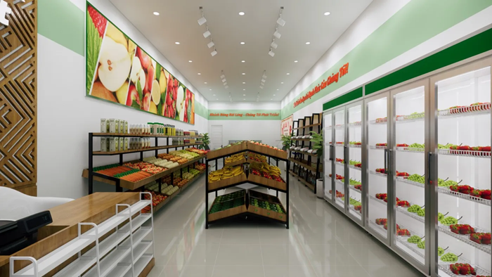 Kệ trưng bày kết hợp hài hòa cùng hệ thống tủ mát lưu trữ