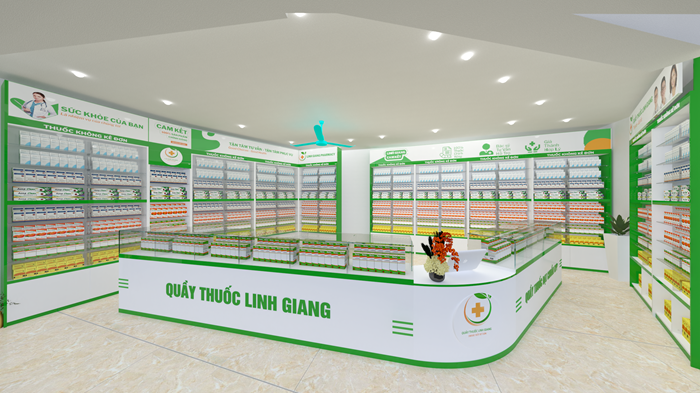 Quầy thuốc phân chia thành từng khu vực trưng bày hàng hóa tốt hơn
