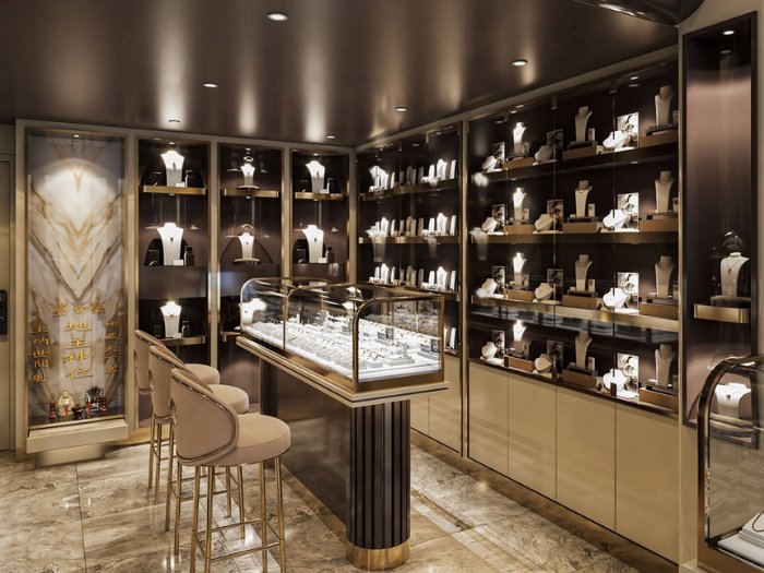 Giá kệ trưng bày trang sức màu nâu