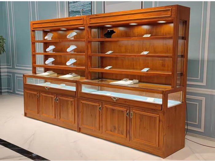 Kệ bày trang sức gỗ tự nhiên trưng bày đá quý, ngọc trai