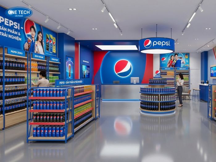 Kệ trưng bày Pepsi các loại đẹp mắt